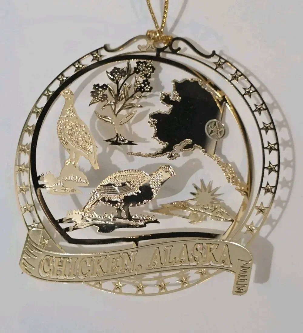 Chicken Alaska Genuine Solid Brass Christmas Ornament